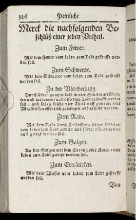Merck die nachfolgenden Beschlüß einer jeden Urtheil.