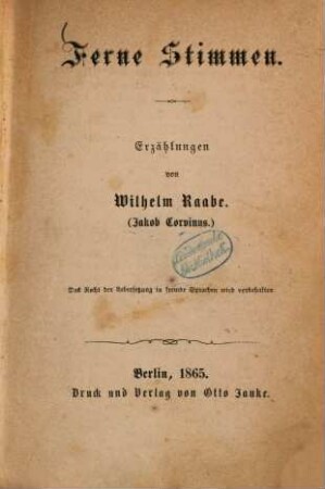 Ferne Stimmen : Erzählungen