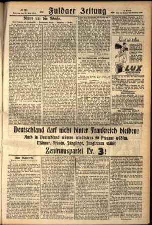 Zweite Ausgabe vom Sonntag, den 20. Mai 1928.