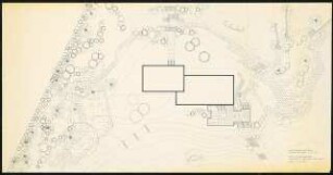 Wohnhaus Axel Springer auf Schwanenwerder, Berlin-Nikolassee: Lageplan mit Terrassenentwurf 3, 1:100