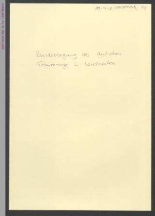 Bundestagung des Deutschen Frauenrings, 1973