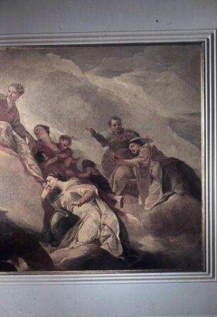 Allegorie der Justitia, begleitet von Caritas, Clementia und Fides