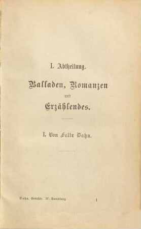 Gedichte, 4. Sammlung. Felix und Therese Dahn