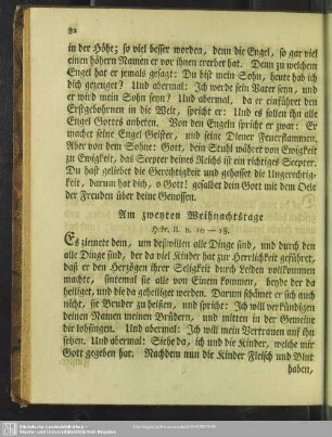 Am zweyten Weihnachtstage. Hebr. II. v. 10 - 18