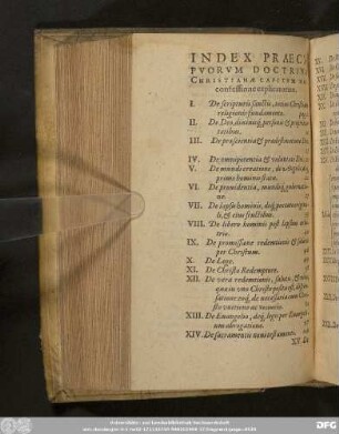 Index Praecipuorum Doctrinae Christianae Capitum Hac confessione explicatorum.