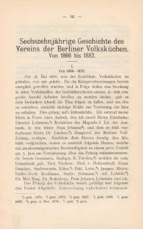 Sechszehnjährige Geschichte des Vereins der Berliner Volksküchen