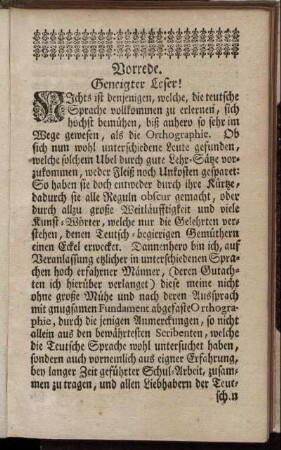 Vorrede. Geneigter Leser!