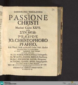 Dissertatio theologica de passione Christi