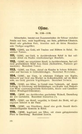 Ojime. Nr. 1110-1119
