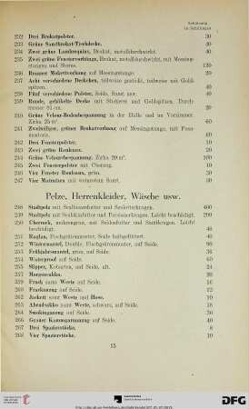 Pelze, Herrenkleider, Wäsche usw. (Nr. 248-326)
