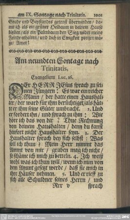 Am neundten Sontage nach Trinitatis