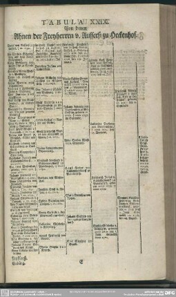 Tabula XXIX. Von denen Ahnen der Freyherren v. Aufseeß zu Heckenhof