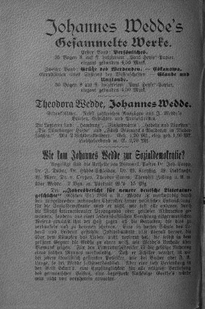 Johannes Wedde's Gesammelte Werke.