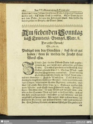 Am siebenden Sonntag nach Trinitatis, Evangel. Marc. 8