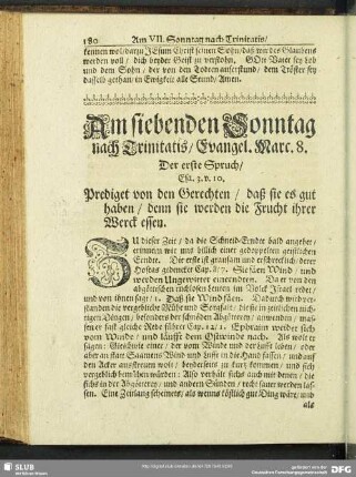 Am siebenden Sonntag nach Trinitatis, Evangel. Marc. 8