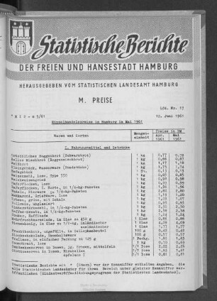 Einzelhandelspreise in Hamburg im Mai 1961 : Lfd. Nr. 17