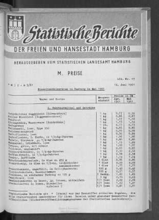 Einzelhandelspreise in Hamburg im Mai 1961 : Lfd. Nr. 17