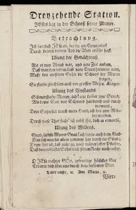Dreyzehende Station. Jesus ligt in der Schooß seiner Mutter.