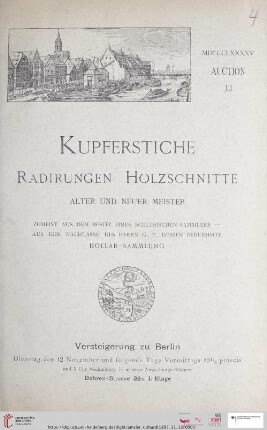 Nr. 51: Versteigerungskatalog / Amsler & Ruthardt: Katalog sehr werthvoller Kupferstiche, Radirungen und Holzschnitte alter und neuer Meister : darunter das berühmte Hollar-Werk des verstorbenen Herrn G. P. : ferner reiche Werke und höchst seltene Einzelblätter von Heinrich Aldegrever ... : Versteigerung zu Berlin, 12. November und folgende Tage