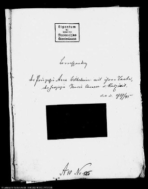 Korrespondenz der Prinzessin Anna Wilhelmine von Anhalt-Dessau mit ihrer Tante, der Herzogin Maria Eleonore von Radziwill (Radzivil), Tochter Fürst Johann Georgs II. von Anhalt-Dessau