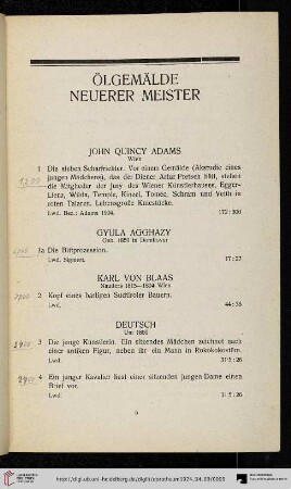 Ölgemälde neuerer Meister (Nr. 1-30)