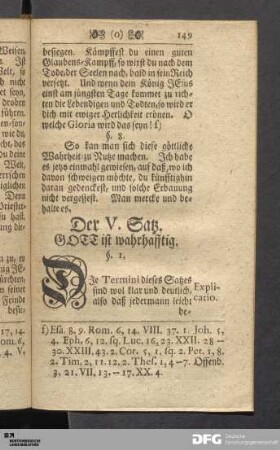 Der V. Satz: Gott ist wahrhafftig