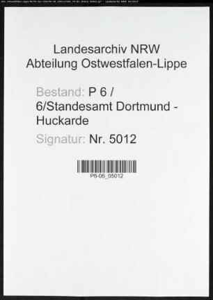 Namensverzeichnis Dortmund - Huckarde, Todesfälle