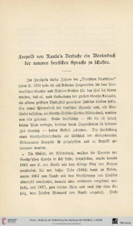 Leopold von Ranke's Versuche ein Wörterbuch der neueren deutschen Sprache zu schaffen
