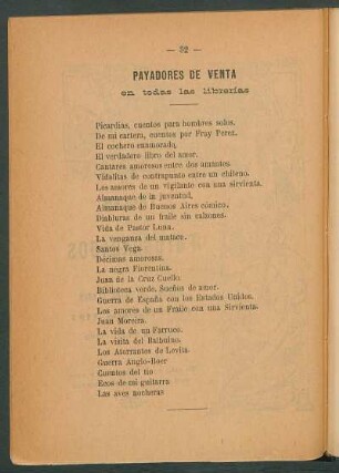 Payadores de venta en todas las librerías