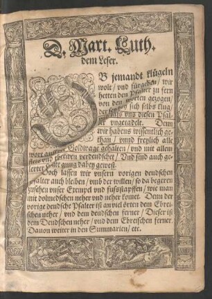 D. Mart. Luth. dem Leser.
