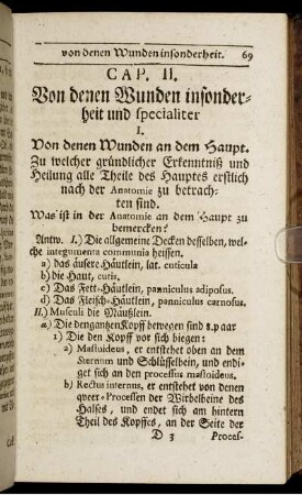 Cap. II. Von denen Wunden insonderheit und specialiter.