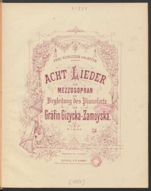 Acht Lieder für Mezzosopran mit Begleitung des Pianoforte