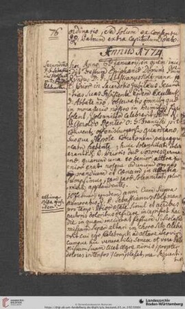 Diarium 1774