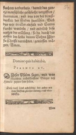Domine quis habitabit. Psalmus XV.