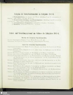 Lehrplan der Gewerbzeichenschule im Lehrjahre 1883/84