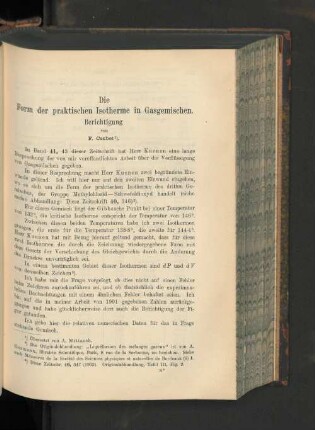 Die Form der praktischen isotherme in Gasgemischen. Berichtigung.