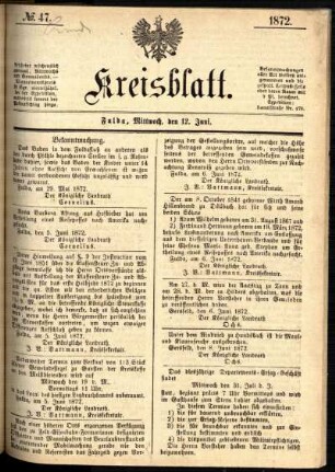 Ausgabe vom Mittwoch, den 12. Juni 1872.