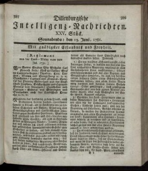XXV. Stück. Sonnabends: den 23. Junii 1781.