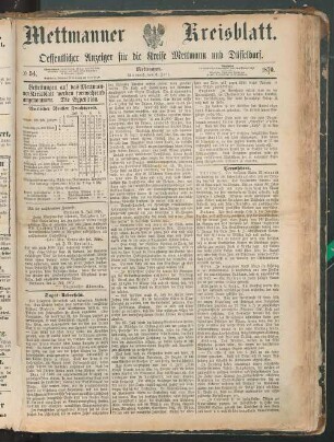 Mettmanner Kreisblatt. 1869-1871