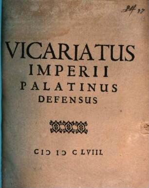 Vicariatus Imperii Palatinus Defensus