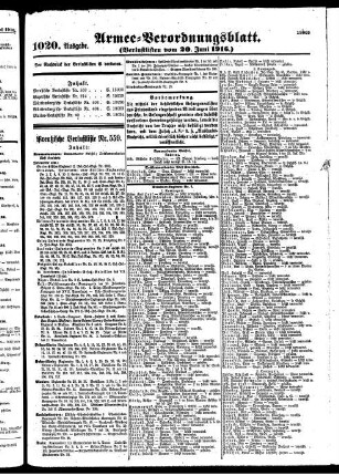 1020.Ausgabe. Dienstag, 20. Juni 1916