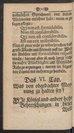 Das VI. Cap. Was von obgedachter Meynung zu halten sey?