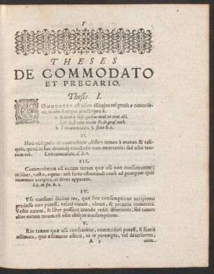 Theses De commodato Et Precario.