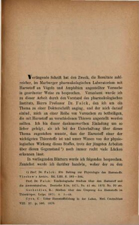 Versuche mit Harnstoff an Vögeln und andern Thieren : Inaugural-Dissertation