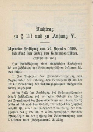 Nachtrag zu §117 und zu Anhang V.