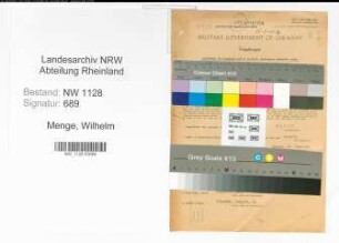 Entnazifizierung Wilhelm Menge , geb. 10.08.1919 (Polizist)