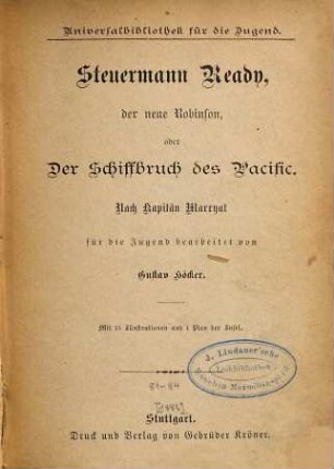 Steuermann Ready, der neue Robinson, oder der Schiffbruch des Pacific