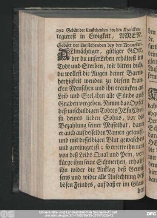 Gebätt der Umstehenden bey den Krancken.