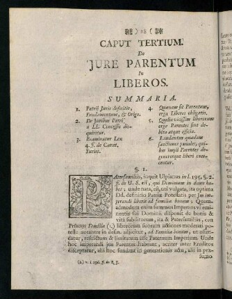18-32, Caput Tertium. De Jure Parentum In Liberos.