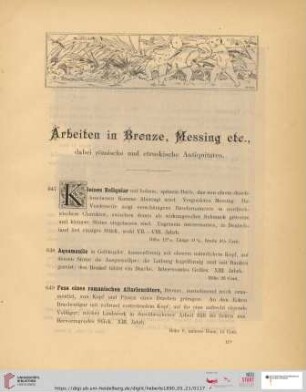Arbeiten in Bronze, Messing etc. (Nr. 647 - 688)